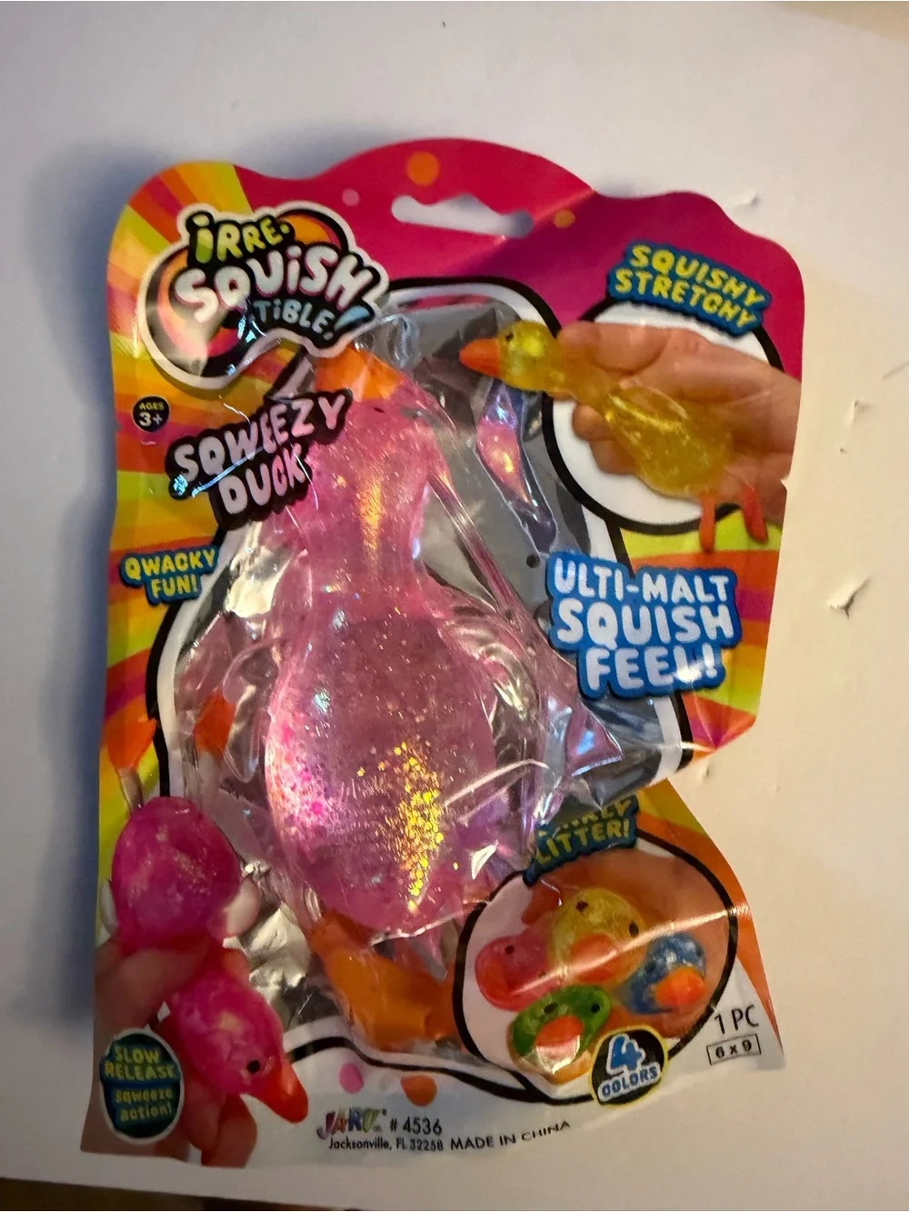 Squishy  Duck - Pink Glitter Squishy Toy
